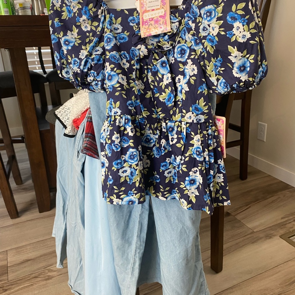 btween Blue Floral Kids Matching Set